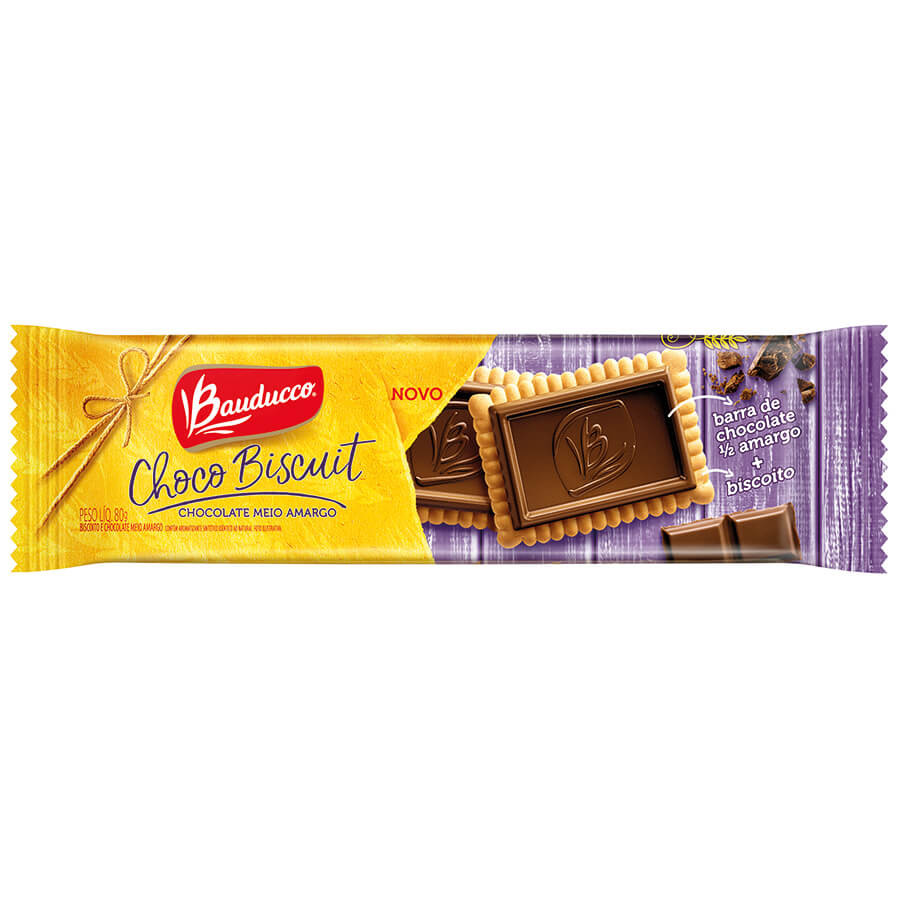 BISCOITO BAUDUCCO CHOCOBISCUIT MEIO AMARGO 80G
