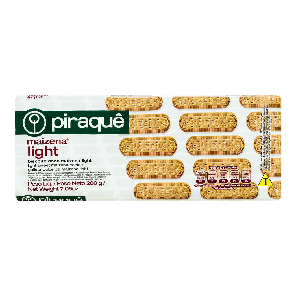 BISCOITO PIRAQUE MAISENA LIGHT200G