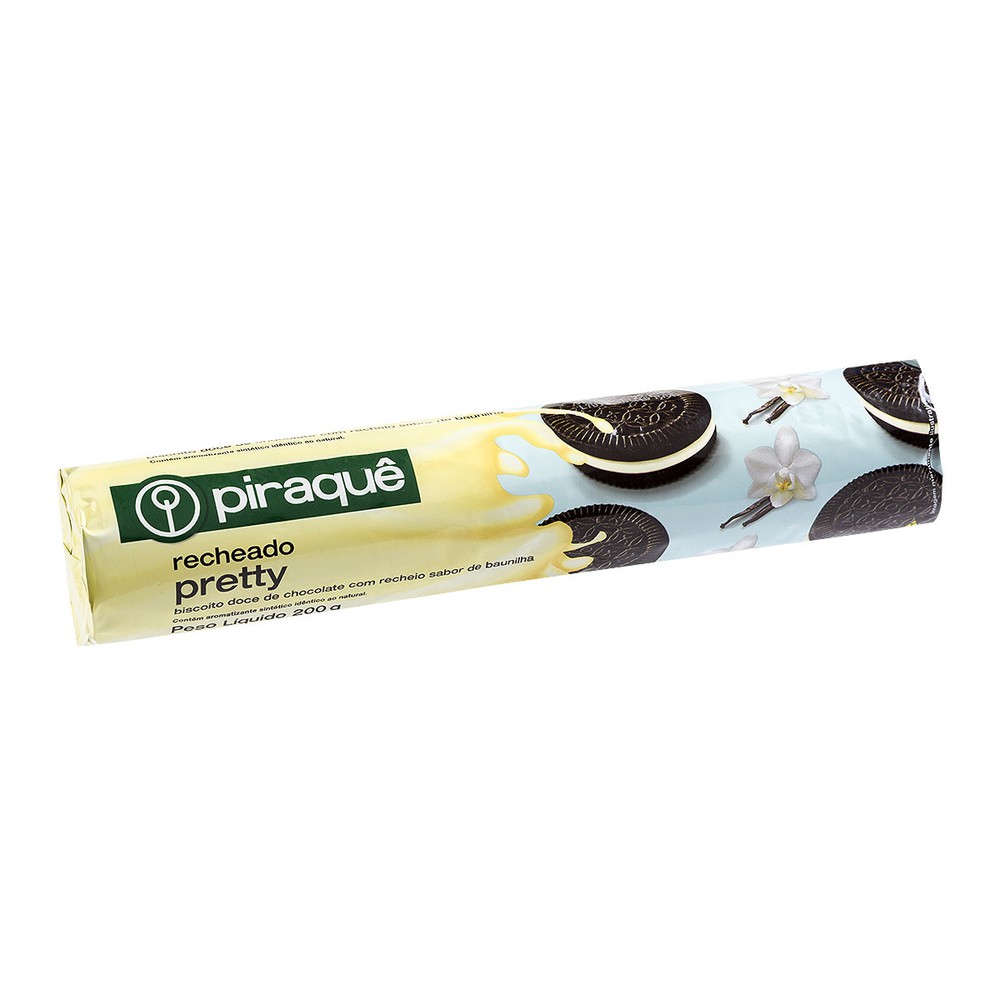 BISCOITO PIRAQUE RECHEADO PRETTY BAUNILHA 200G