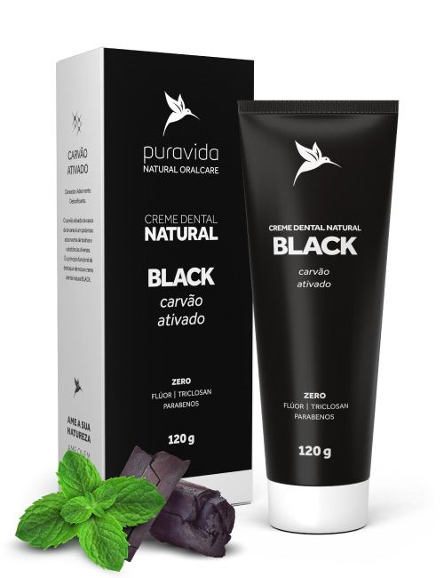 CREME DENTAL BLACK CARVAO ATIVADO PURA VIDA 120G